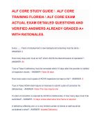 ALF CORE STUDY GUIDE \  ALF CORE TRAINING FLORIDA \ ALF CORE EXAM ACTUAL EXAM DETAILED QUESTIONS AND VERIFIED ANSWERS ALREADY GRADED A+ WITH RATIONALES. 