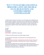 WGU C715 EXAM ORGANIZATIONAL  BEHAVIOR LATEST 2023-2024 REAL  EXAM 100 QUESTIONS AND  ANSWERS(VERIFIED  ANSWERS)AGRADE