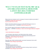 WGU C715 EXAM TEST BANK 300+ QS &  ANS ORGANIZATIONAL BEHAVIOR  LATEST 2023-2024 (VERIFIED  ANSWERS)AGRADE