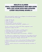 HEALTH & ILLNESS  FINAL/COMPREHENSIVE HESI MED SURG  REAL EXIT EXAM WITH NGN UPDATED  LATEST SOLUTIONS/SCORE A+