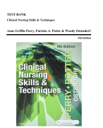 TEST BANK Clinical Nursing Skills & Techniques 9th Edition, Anne Griffin Perry, Patricia A. Potter & Wendy Ostendorf