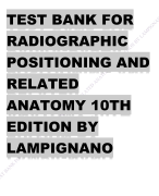 TEST BANK FOR RADIOGRAPHIC POSITIONING AND RELATED ANATOMY 10TH EDITION BY LAMPIGNANO 9th Edition