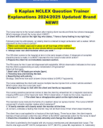 6 Kaplan NCLEX Question Trainer  Explanations 2024/2025 Updated/ Brand  NEW!!