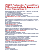 ATI 2019 Fundamentals Proctored Exam,  ATI Fundamentals Retake Questions and  Correct Answers Rated A+