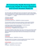 Ati Community Health Nursing Exam |  Community Health Rn Exam Questions  and Correct Answers Rated A+ 2023-2024