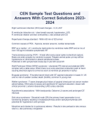 CEN Sample Test Questions and  Answers With Correct Solutions 2023- 2024