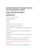 ADVANCED EMERGENCY MEDICINE EXAM FOR  RN ,FNP AND BSN WITH VERIFIED EXAM QUESTIONS AND CORRECT ANSWERS 2024