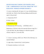 HESI RN PEDIATRIC NURSING AND NURSING CHILD  CARE COMPREHENSIVE 2024 EXAM PREDICTOR TEXT  BANK WITH VERIFIED ANSWERS GRADED A+