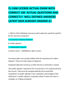 FL CAM LICENSE ACTUAL EXAM WITH CORRECT 100  ACTUAL QUESTIONS AND CORRECTLY  WELL DEFINED ANSWERS LATEST 2024 ALREADY GRADED A+ 