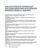 WGU D33 ETHICS IN TECHNOLOGY 2024 EXAM QUESTIONS WITH VERIFIED  ANSWERS GRADE A+ ASSURED