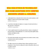 WGU D333 ETHICS IN TECHNOLOGY 2024 EXAM QUESTIONS WITH VERIFIED  ANSWERS| GRADE A+ ASSURED