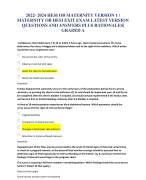 HESI OB MATERNITY VERSION1 /  MATERNITY OB HESI EXIT EXAM LATEST VERSION  QUESTIONS AND ANSWERSPLUS RATIONALES|  GRADED A
