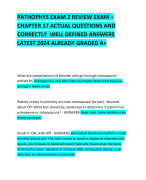 PATHOPHYS EXAM 2 REVIEW EXAM – CHAPTER 17 ACTUAL QUESTIONS AND CORRECTLY  WELL DEFINED ANSWERS LATEST 2024 ALREADY GRADED A+ 
