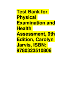 Test Bank for Physical Examination and Health Assessment 9th Edition  Carolyn Jarvis 2024/2025