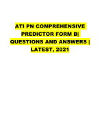 ATI PN COMPREHENSIVE  PREDICTOR FORM B|  QUESTIONS AND ANSWERS | LATEST 140+ questions With 100% Answers