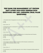 TEST BANK FOR MANAGEMENT 13TH EDITION  DAFT LATEST 2024-2025 VERSION WITH  QUESTIONS AND 100% ANSWERS (TRUE/FALSE  QUESTIONS)