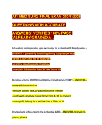 ATI MED SURG FINAL EXAM 2024 \2025 QUESTIONS WITH ACCURATE  ANSWERS( VERIFIED 100% PASS )ALREADY GRA