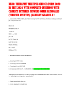 NBRC: THERAPIST MULTIPLE-CHOICE (FORM 2020  B) TEST 2024 WITH COMPLETE QUESTIONS WITH  CORRECT DETAILED ANSWERS WITH RATIONALES  (VERIFIED ANSWERS) |ALREADY GRADED A+