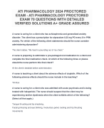 ATI PHARMACOLOGY 2024 PROCTORED EXAM - ATI PHARMACOLOGY PROCTORED EXAM 70 QUESTIONS WITH DETAILED VERIFIED SOLUTIONS A+ GRADE ASSURED