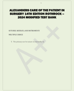 ALEXANDERS CARE OF THE PATIENT IN  SURGERY 14TH EDITION ROTHROCK –  2024 MODIFIED TEST BANK