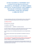 ATI RN MATERNAL NEWBORN NGN  LATEST EXAM 2023 EXAM |NGN  MATERNAL NEWBORN ATI PROCTORED  EXAM ALL 70 QUESTIONS AND CORRECT  DETAILED ANSWERS (VERIFIED  ANSWERS) |ALREADY GRADED  A+||BRAND NEW!!