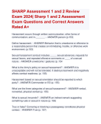 SHARP Assessment 1 and 2 Review Exam 2024|  Verified Sharp 1 and 2 Assessment Actual Exam Update ARatedExam Questions and Correct Answers  Rated A+
