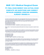 NUR 1211 Medical Surgical Exam  2- FINAL EXAM NEWEST 2024 ACTUAL EXAM  COMPLETE 400 QUESTIONS AND CO