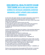 HESI MENTAL HEALTH ENTRY EXAM TEST BANK WITH 300 QUESTIONS AND  CORRECTLY DETAILED ANSWERS (VERIFIED  ANSWERS) LATEST UPDATE 2024 ALREADY  GRADED A