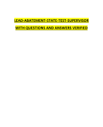 LEAD-ABATEMENT-STATE-TEST-SUPERVISOR WITH QUESTIONS AND ANSWERS VERIFIED