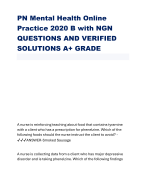 PN Mental Health Online Practice 2020 B with NGN QUESTIONS AND VERIFIED SOLUTIONS A+ GRADE