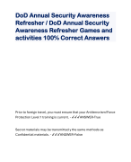 DoD Annual Security Awareness Refresher / DoD Annual Security Awareness Refresher Games and activities 100% Correct Answers