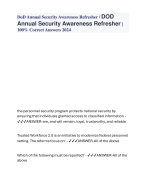 DoD Annual Security Awareness Refresher / DOD Annual Security Awareness Refresher | 100% Correct Answers 2024
