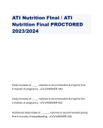 ATI Nutrition FInal / ATI Nutrition Final PROCTORED 2023/2024