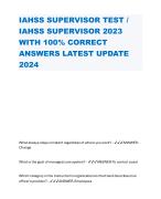 IAHSS SUPERVISOR TEST / IAHSS SUPERVISOR 2023 WITH 100% CORRECT ANSWERS LATEST UPDATE 2024