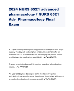 2024 NURS 6521 advanced pharmacology / NURS 6521 Adv Pharmacology Final Exam