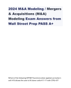 2024 M&A Modeling / Mergers & Acquisitions (M&A) Modeling Exam Answers from Wall Street Prep PASS A+