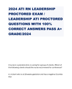 2024 ATI RN LEADERSHIP PROCTORED EXAM / LEADERSHIP ATI PROCTORED QUESTIONS WITH 100% CORRECT ANSWERS PASS A+ GRADE/2024