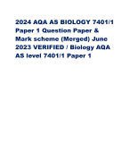 2024 AQA AS BIOLOGY 7401/1 Paper 1 Question Paper & Mark scheme (Merged) June 2023 VERIFIED / Biology AQA AS level 7401/1 Paper 1