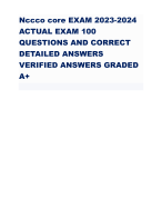 Nccco core EXAM 2023-2024 ACTUAL EXAM 100 QUESTIONS AND CORRECT DETAILED ANSWERS VERIFIED ANSWERS GRADED A+