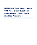 NASM CPT Final Exam / NASM CPT Final Exam Questions and Answers (2024 / 2025) (Verified Answers)