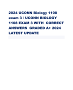 2024 UCONN Biology 1108 exam 3 / UCONN BIOLOGY 1108 EXAM 3 WITH CORRECT ANSWERS GRADED A+ 2024 LATEST UPDATE