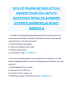 2019 ATI PHARM RETAKE ACTUAL  NEWEST EXAM 2024 WITH 70  QUESTIONS DETAILED ANSWERS  (VERIFIED ANSWERS) ALREADY  GRADED A
