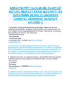 ANCC PMHNP Psych-Mental Health NP ACTUAL NEWEST EXAM 2024 WITH 150  QUESTIONS DETAILED ANSWERS  (VERIFIED ANSWERS) ALREADY  GRADED A