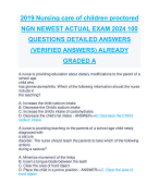 2019 Nursing care of children proctored  NGN NEWEST ACTUAL EXAM 2024 100  QUESTIONS DETAILED ANSWERS  (VERIFIED ANSWERS) ALREADY  GRADED A