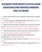 WALMART FOOD SAFETY ACTUAL EXAM QUESTIONS AND VERIFIED ANSWERS 2024. A+ GRADE