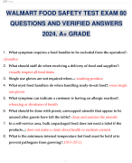 WALMART FOOD SAFETY TEST EXAM 80 QUESTIONS AND VERIFIED ANSWERS 2024. A+ GRADE