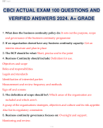 CBCI ACTUAL EXAM 100 QUESTIONS AND VERIFIED ANSWERS 2024. A+ GRADE