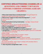CERTIFIED BREASTFEEDING COUNSELOR 40 QUESTIONS AND CORRECT DETAILED ANSWERS (VERIFIED ANSWERS) ALREADY GRADED A