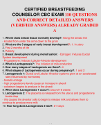 CERTIFIED BREASTFEEDING COUNSELOR CBC EXAM 110 QUESTIONS AND CORRECT DETAILED ANSWERS (VERIFIED ANSWERS) ALREADY GRADED A