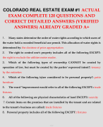 COLORADO REAL ESTATE EXAM #1 ACTUAL EXAM COMPLETE 120 QUESTIONS AND CORRECT DETAILED ANSWERS (VERIFIED ANSWERS) ALREADY GRADED A+